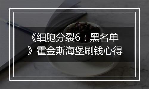 《细胞分裂6：黑名单》霍金斯海堡刷钱心得