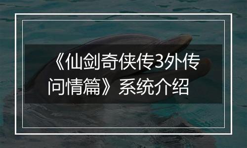 《仙剑奇侠传3外传问情篇》系统介绍