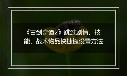 《古剑奇谭2》跳过剧情、技能、战术物品快捷键设置方法