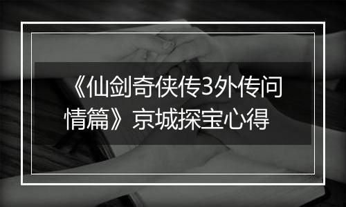 《仙剑奇侠传3外传问情篇》京城探宝心得