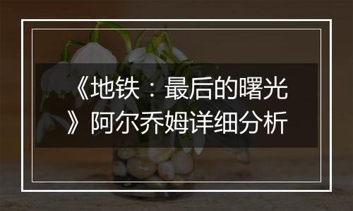 《地铁：最后的曙光》阿尔乔姆详细分析