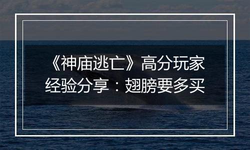 《神庙逃亡》高分玩家经验分享：翅膀要多买