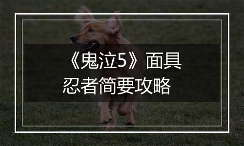 《鬼泣5》面具忍者简要攻略