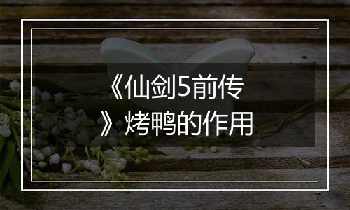 《仙剑5前传》烤鸭的作用