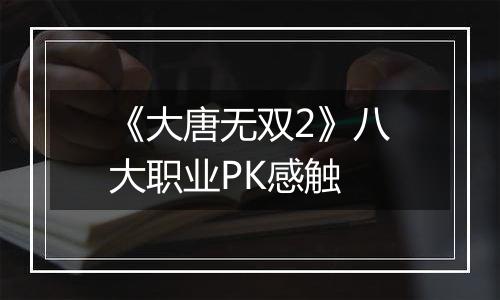 《大唐无双2》八大职业PK感触