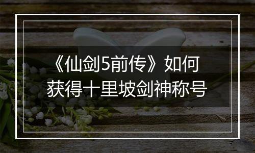 《仙剑5前传》如何获得十里坡剑神称号