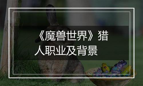 《魔兽世界》猎人职业及背景