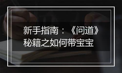 新手指南：《问道》秘籍之如何带宝宝