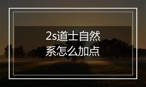 2s道士自然系怎么加点