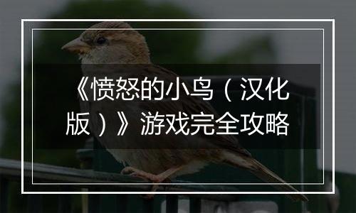 《愤怒的小鸟（汉化版）》游戏完全攻略