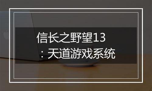 信长之野望13：天道游戏系统
