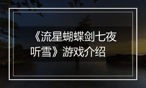 《流星蝴蝶剑七夜听雪》游戏介绍