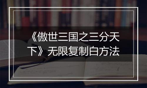 《傲世三国之三分天下》无限复制白方法