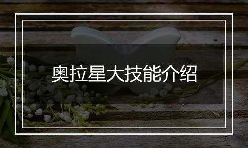 奥拉星大技能介绍