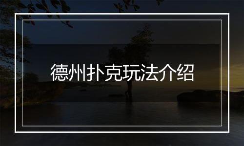 德州扑克玩法介绍