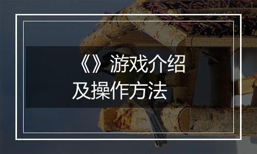 《》游戏介绍及操作方法