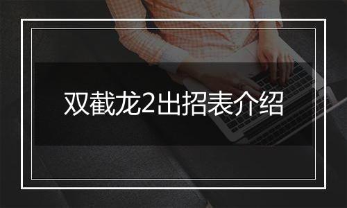 双截龙2出招表介绍
