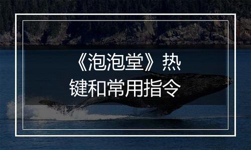 《泡泡堂》热键和常用指令