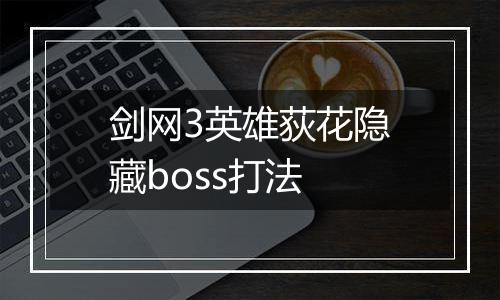 剑网3英雄荻花隐藏boss打法