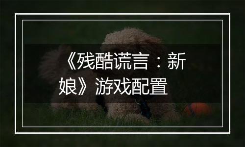 《残酷谎言：新娘》游戏配置