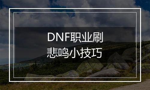DNF职业刷悲鸣小技巧