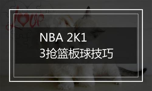 NBA 2K13抢篮板球技巧
