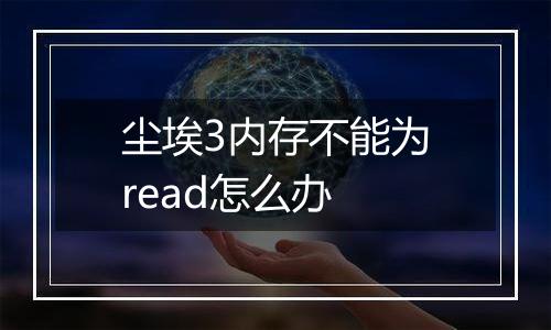 尘埃3内存不能为read怎么办