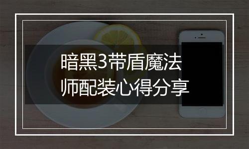 暗黑3带盾魔法师配装心得分享