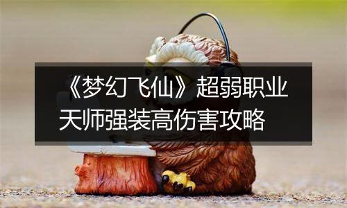 《梦幻飞仙》超弱职业天师强装高伤害攻略