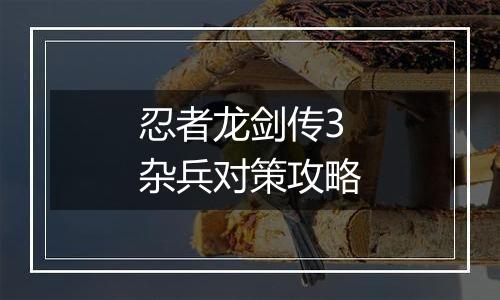 忍者龙剑传3杂兵对策攻略