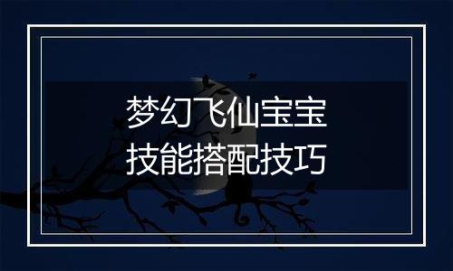 梦幻飞仙宝宝技能搭配技巧
