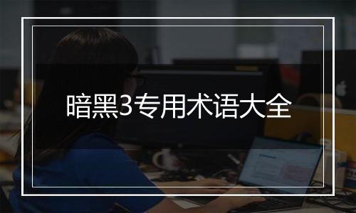 暗黑3专用术语大全