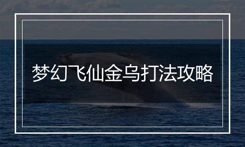 梦幻飞仙金乌打法攻略