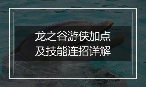 龙之谷游侠加点及技能连招详解