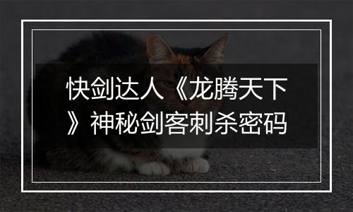 快剑达人《龙腾天下》神秘剑客刺杀密码