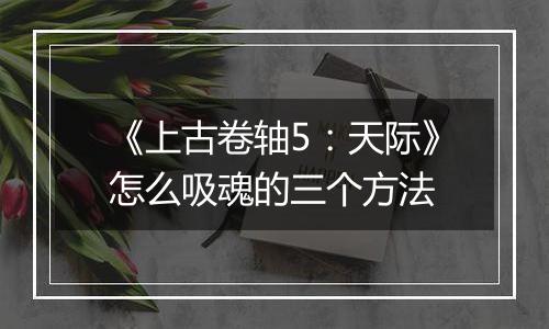 《上古卷轴5：天际》怎么吸魂的三个方法