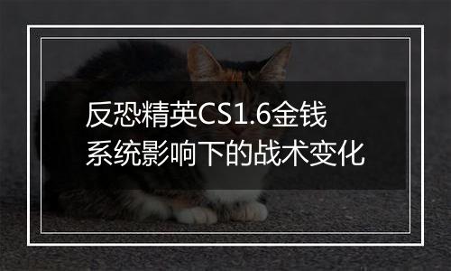 反恐精英CS1.6金钱系统影响下的战术变化