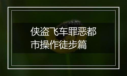 侠盗飞车罪恶都市操作徒步篇