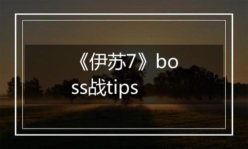 《伊苏7》boss战tips