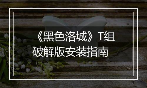 《黑色洛城》T组破解版安装指南