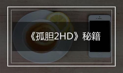 《孤胆2HD》秘籍