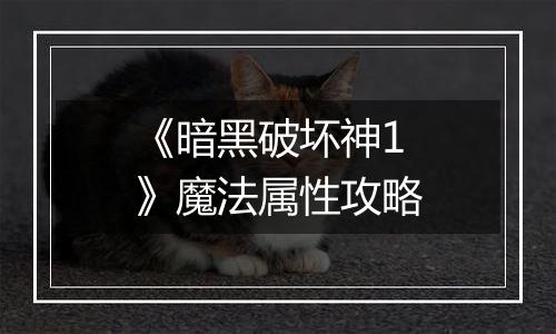 《暗黑破坏神1》魔法属性攻略