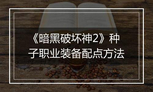 《暗黑破坏神2》种子职业装备配点方法