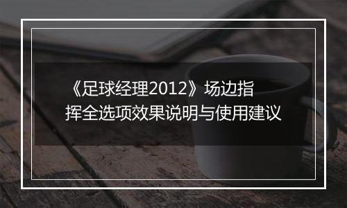 《足球经理2012》场边指挥全选项效果说明与使用建议