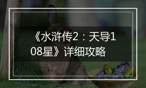 《水浒传2：天导108星》详细攻略