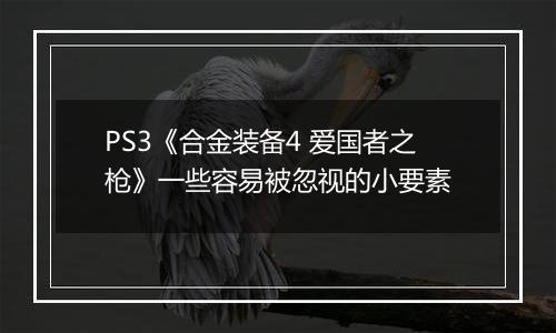 PS3《合金装备4 爱国者之枪》一些容易被忽视的小要素