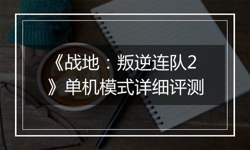《战地：叛逆连队2》单机模式详细评测