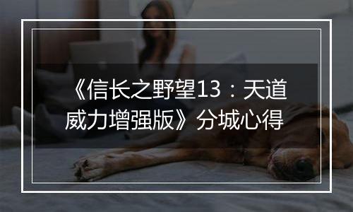 《信长之野望13：天道威力增强版》分城心得