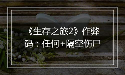 《生存之旅2》作弊码：任何+隔空伤尸