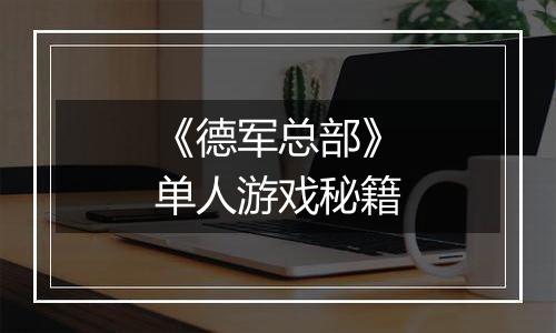 《德军总部》单人游戏秘籍